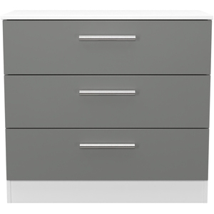 Dusk Grey & White Contrast Ready Assembled 3 Drawer Chest shot 9225051