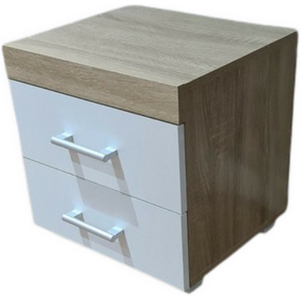 2 Drawer White Sonoma Oak Effect Bedside Cabinet Table