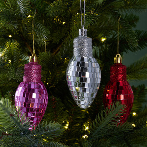 Pack of 3 Disco Light Bulb Baubles