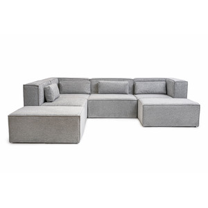 Doris Basket Weave Ushape Sofa with Modular Comfort and Timeless Style