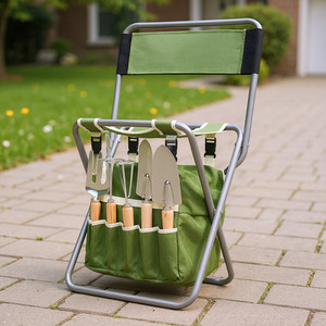 Garden Tool Set with Storage Bag and Folding Chair
