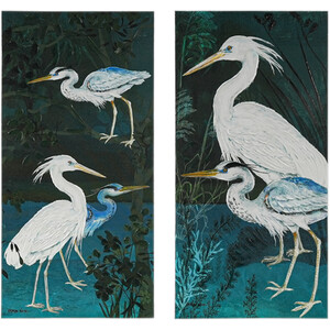 Kathryn White Botanical Crane Duo Canvas