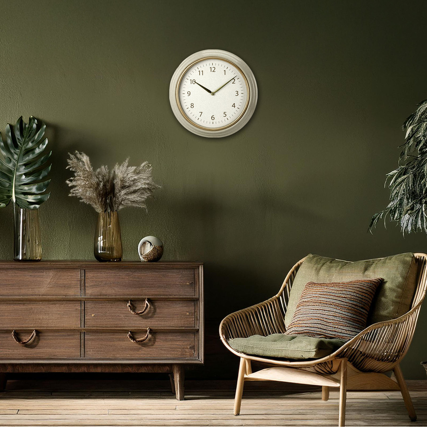Gold and White Round Classic Wall Clock