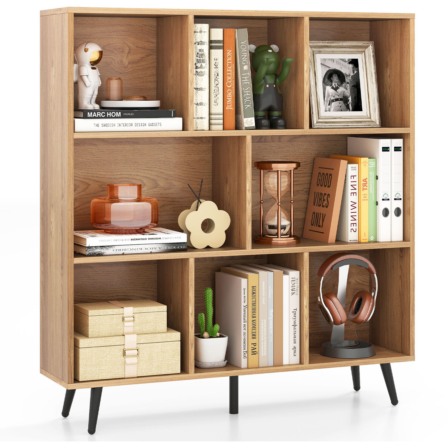 8-cube Bookshelf Storage Rack - Natural