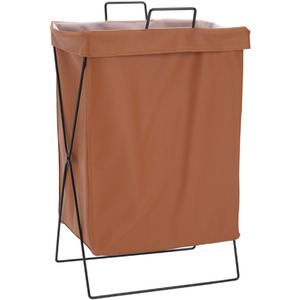 Foldable PU Leather Laundry Basket with Metal Frame
