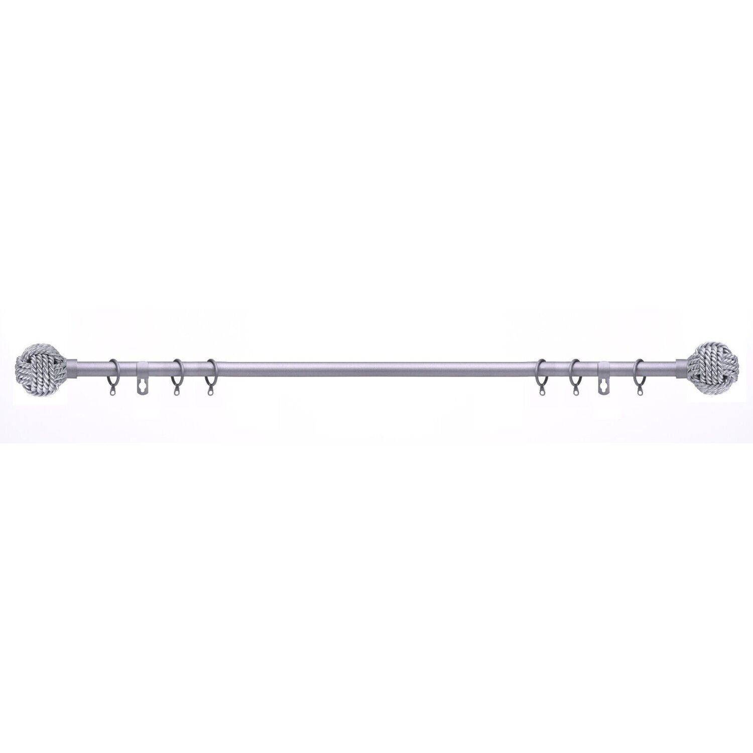 19 mm Extendable Metal Curtain Poles Rods - Satin Steel / 120cm