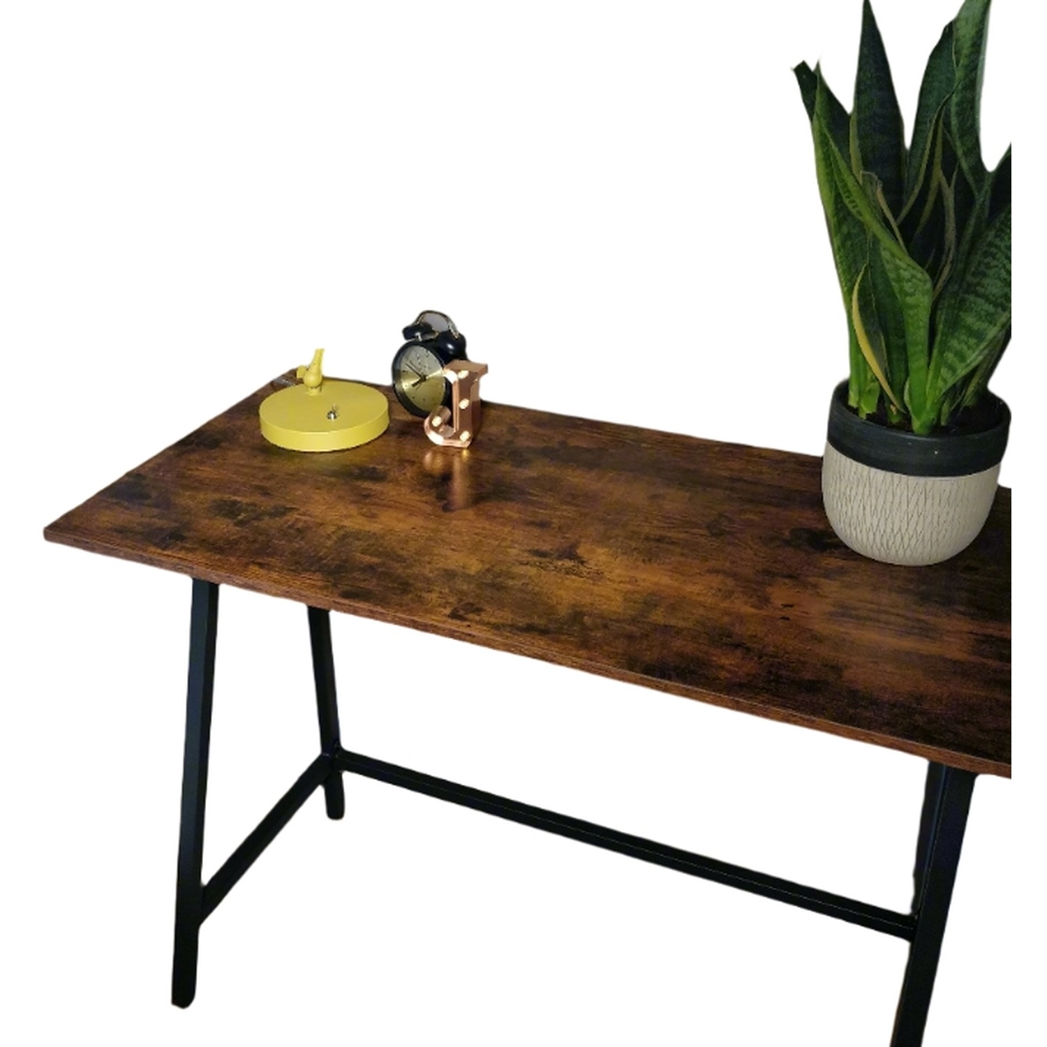 Industrial Computer Desk With Steel Frame - Brown
