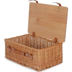 Medium Double Steamed Empty Picnic Basket with Pinewood Lid