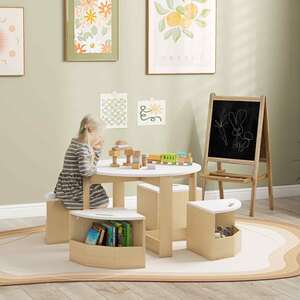 AIYAPLAY Kids Table and Chairs Set with Storage