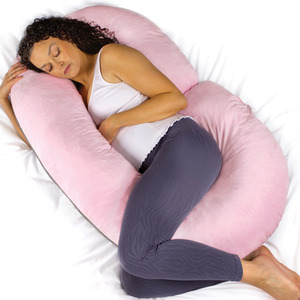 Aamira C-Shaped Pregnancy Pillow Memory Foam Pink and Grey