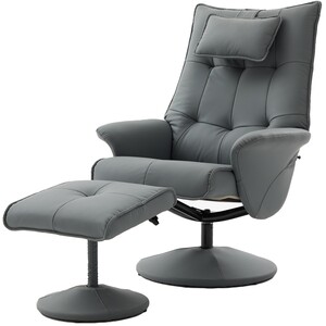 Swivel Recliner Chair PU Leather Lounge Armchair Recliner with Footrest Stool