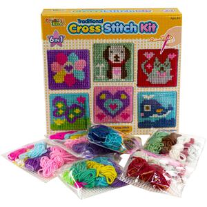 6 in 1 Kids Cross Stitch Kit with 6 Boards