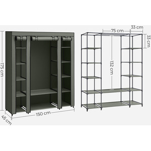 Green Portable Fabric Wardrobe with Compartments shot 11618139