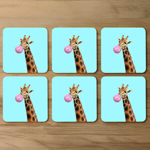 Bubble gum on color background Designer Coaster Set