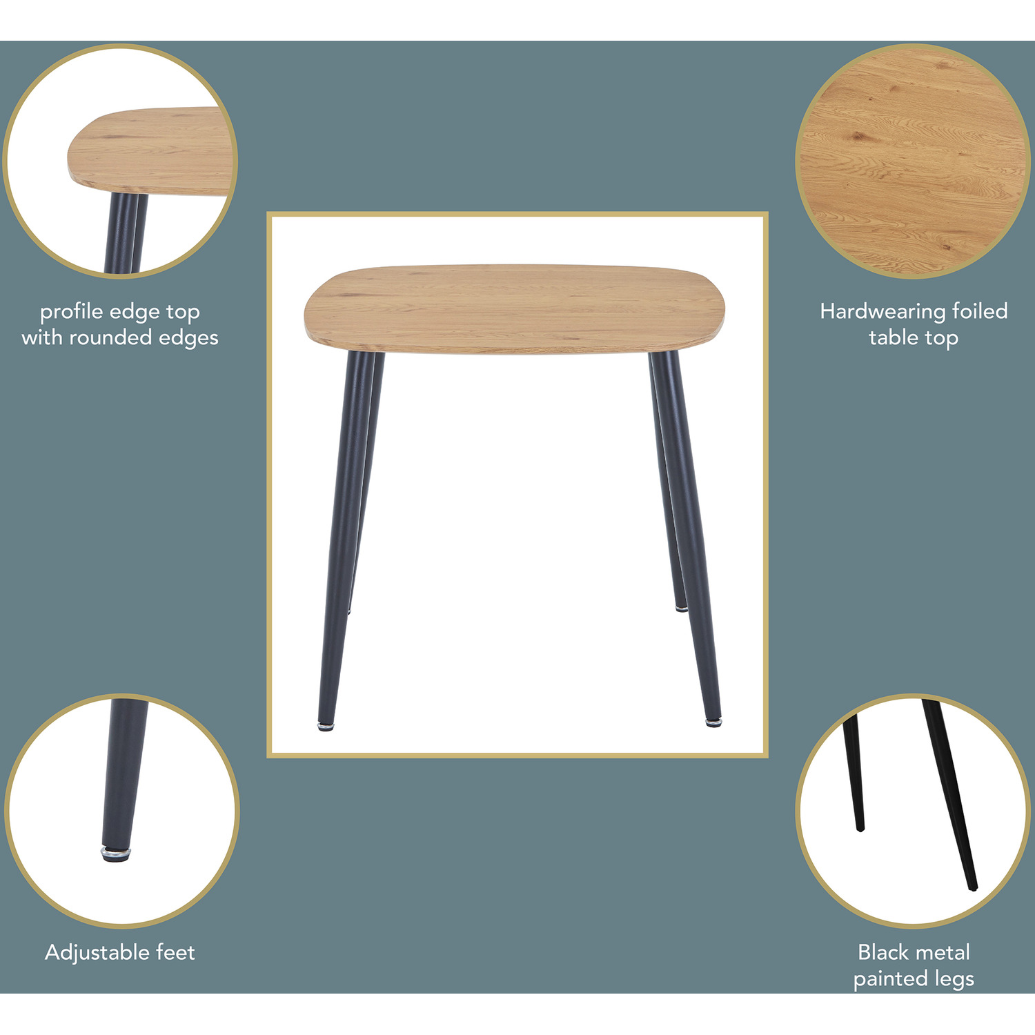 Aspen Light Oak Square Table And 2 Curve Chair Dining Set - Grey