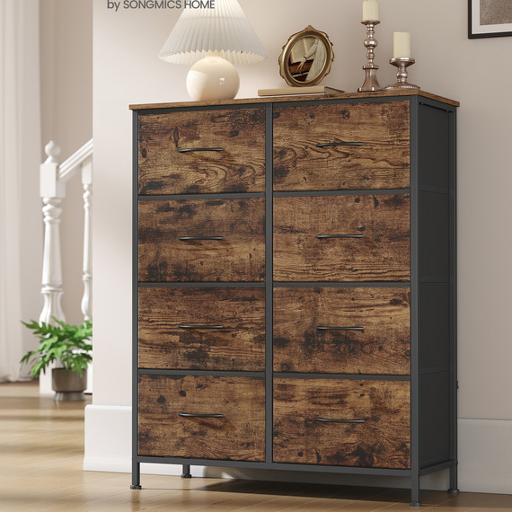 Chest of Drawers, 8 Fabric Drawers Storage Unit, Steel, MDF
