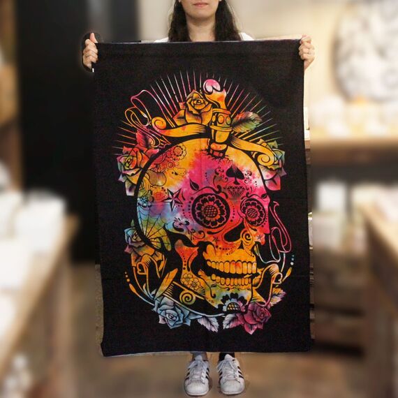 Cotton Wall Art Day of the Dead Skull MultiColor