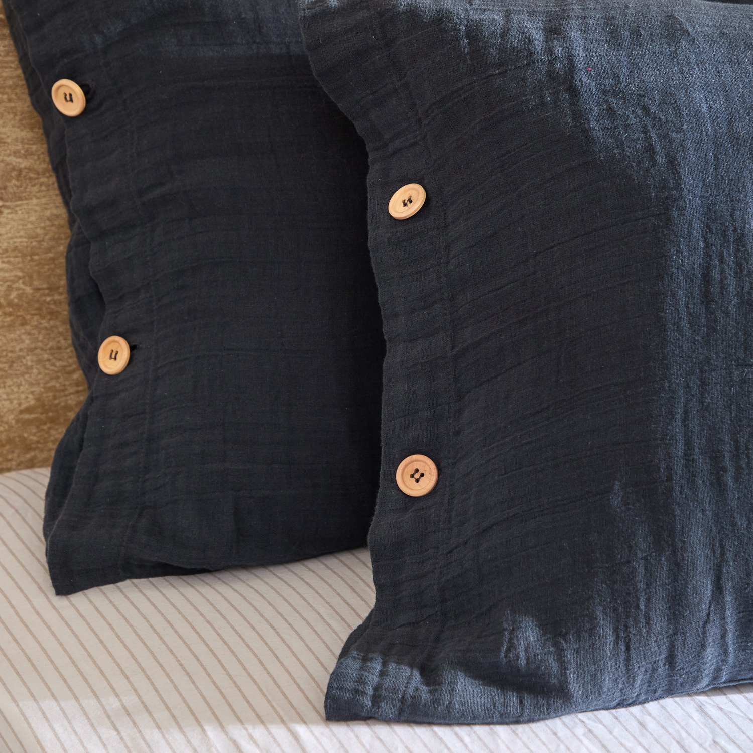 Lark Muslin Cotton Duvet Cover Set - Navy Single