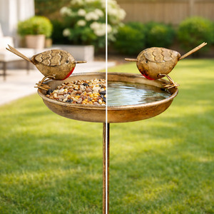 Robin Bird Bath Feeder Stake