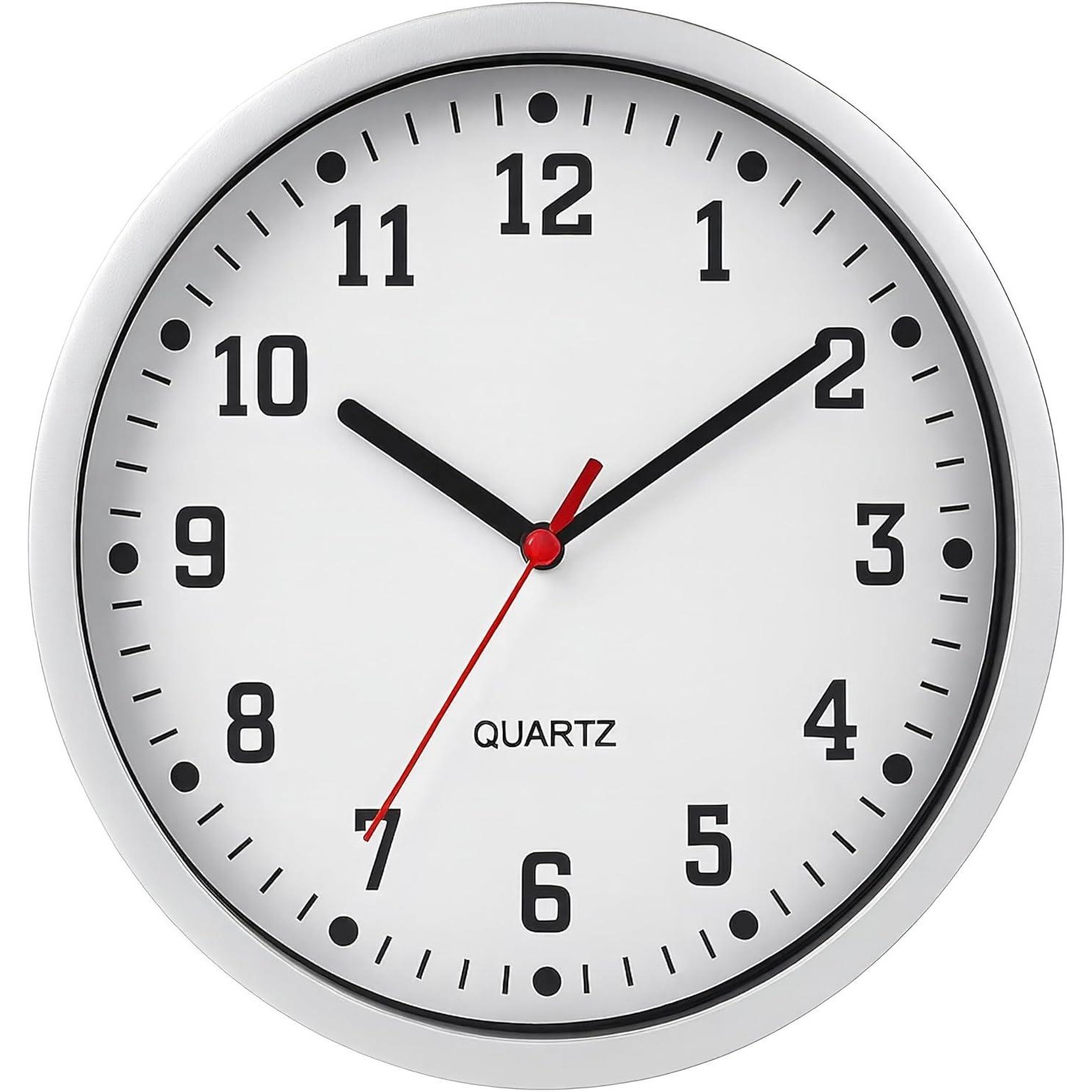 Wall Clock 9 Silent Non Ticking Modern Quartz Clock - Black