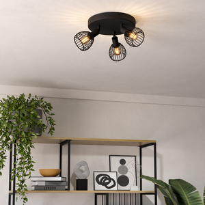 EGLO Sonnino Black Steel Caged Wire 3-Light Spotlight