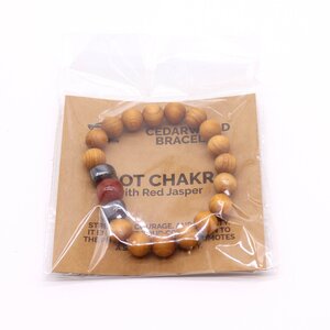 Cedarwood Root Chakra Bangle with Red Jasper for Vitality  Grounding
