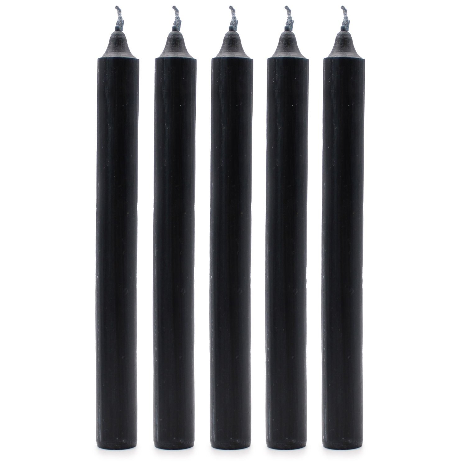 Solid Black Dinner Candle Set 21 Elegant Rustic Candles With Display Box - Black