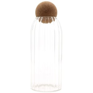 Cottage Cork Ball Glass Jar Ribbed for Pasta Dry Goods