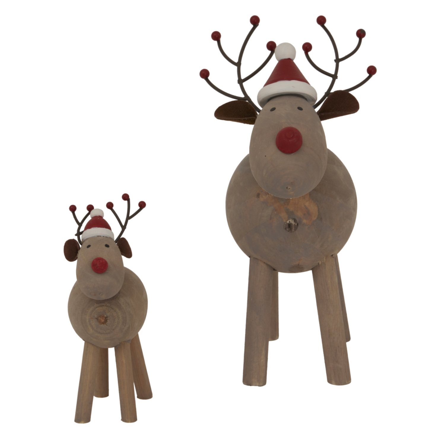 Rustic Rudolf Reindeer Ornament With Hat Winter Decor Accent - Maroon