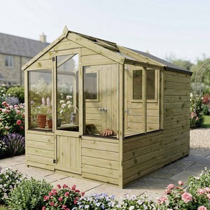 8ft x 6ft Traditional Wooden Greenhouse Combi Potting Shed