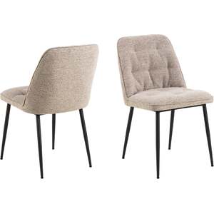 Buttonfern Set of 2 Diamond Tufted Boucle Dining Chairs