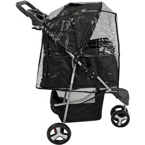 Actiaspet 3-Wheel Pet Stroller Black - Dog Cat Puppy Pram with Cover