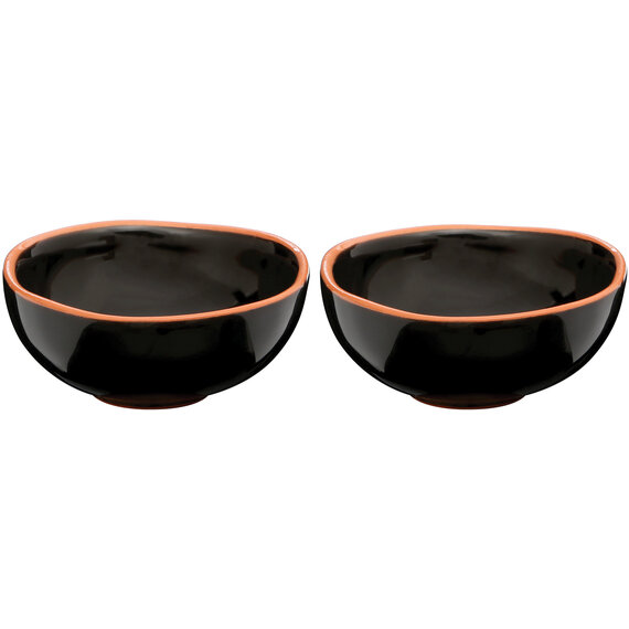 Calisto Black Glazed Terracotta Set of 2 Small Bowls