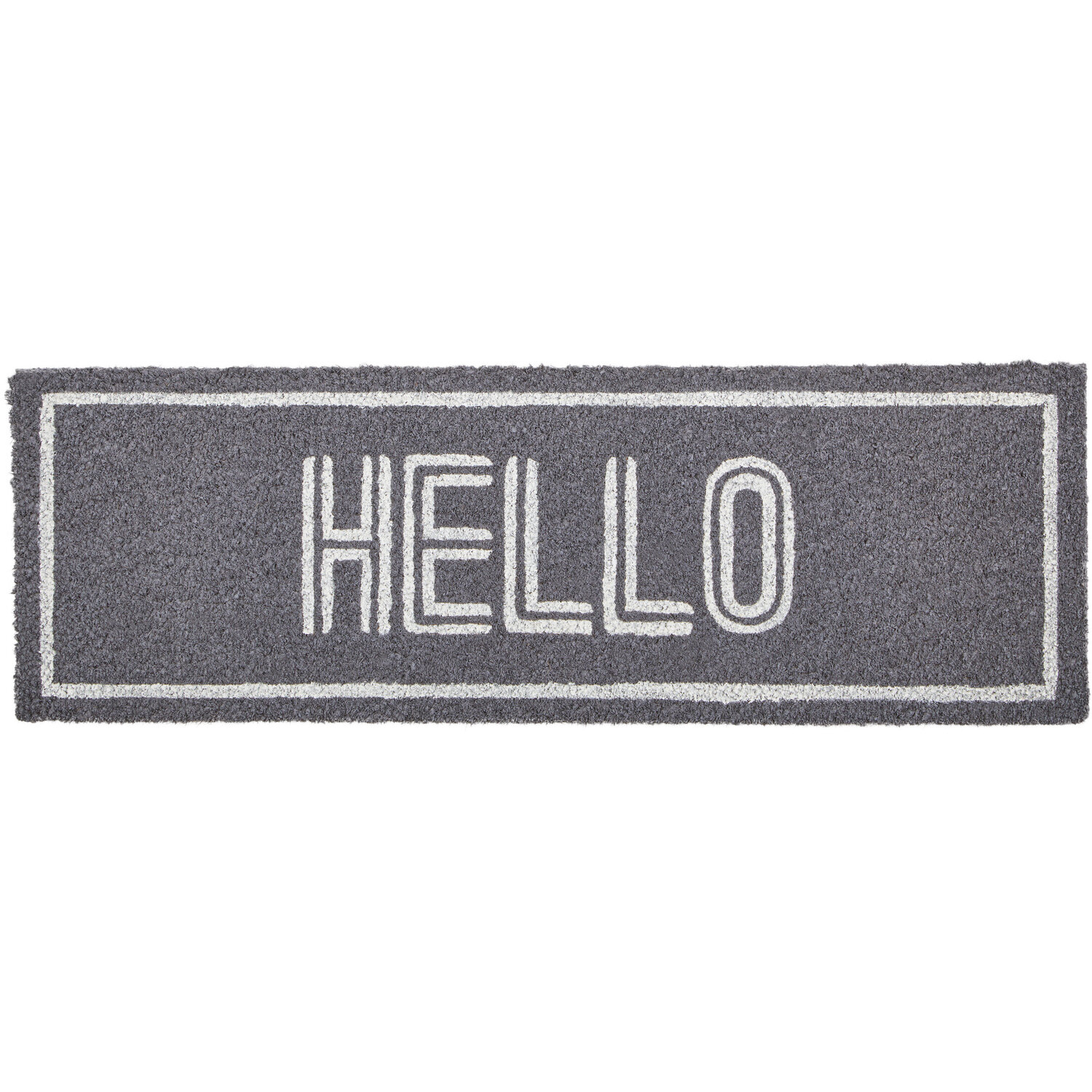 Filta Hello Coir Grey And White Doormat - Grey & White