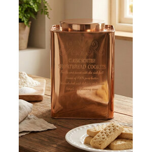 Chai Square Copper Finish Cookies Canister