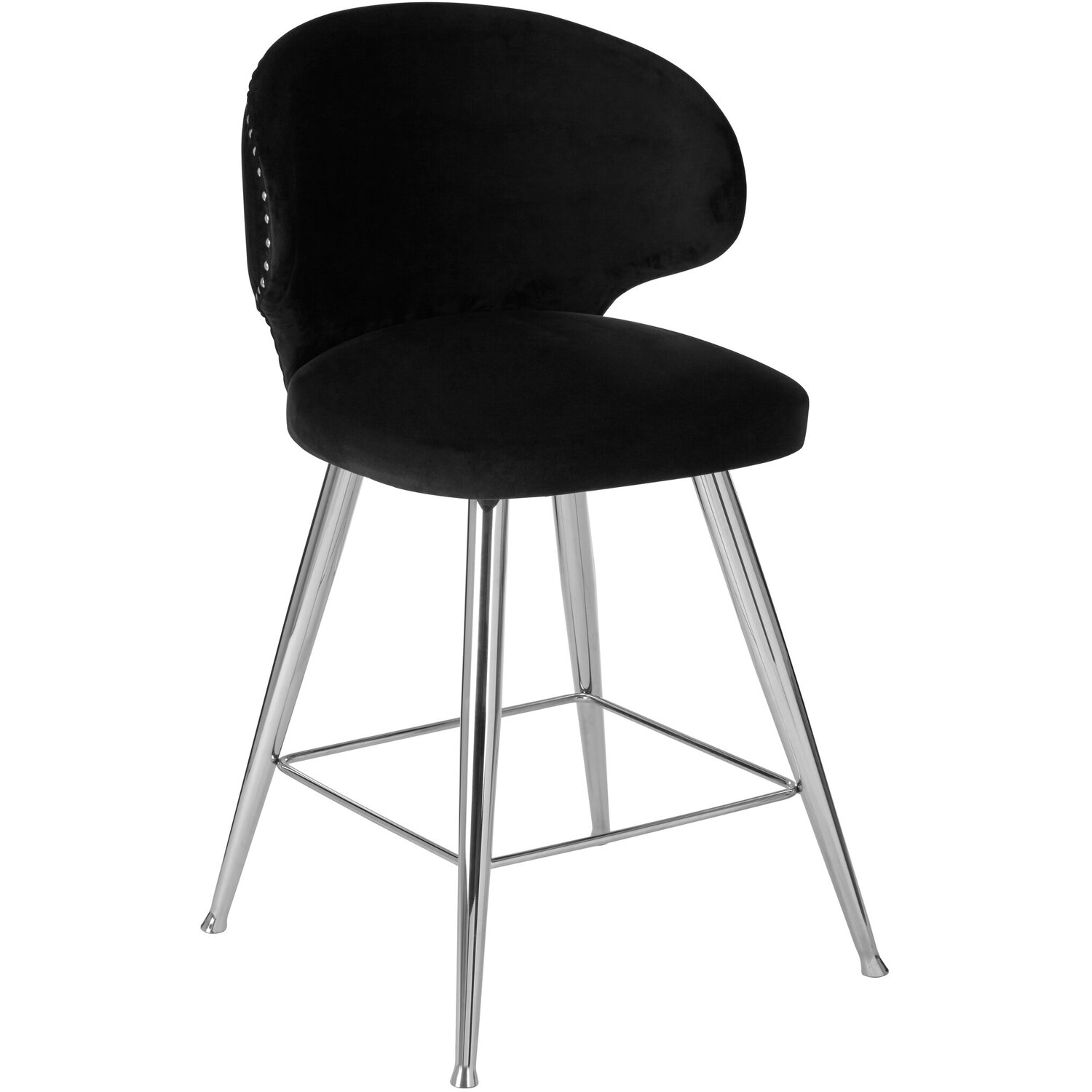 Piermount Black Velvet Bar Stool - Black