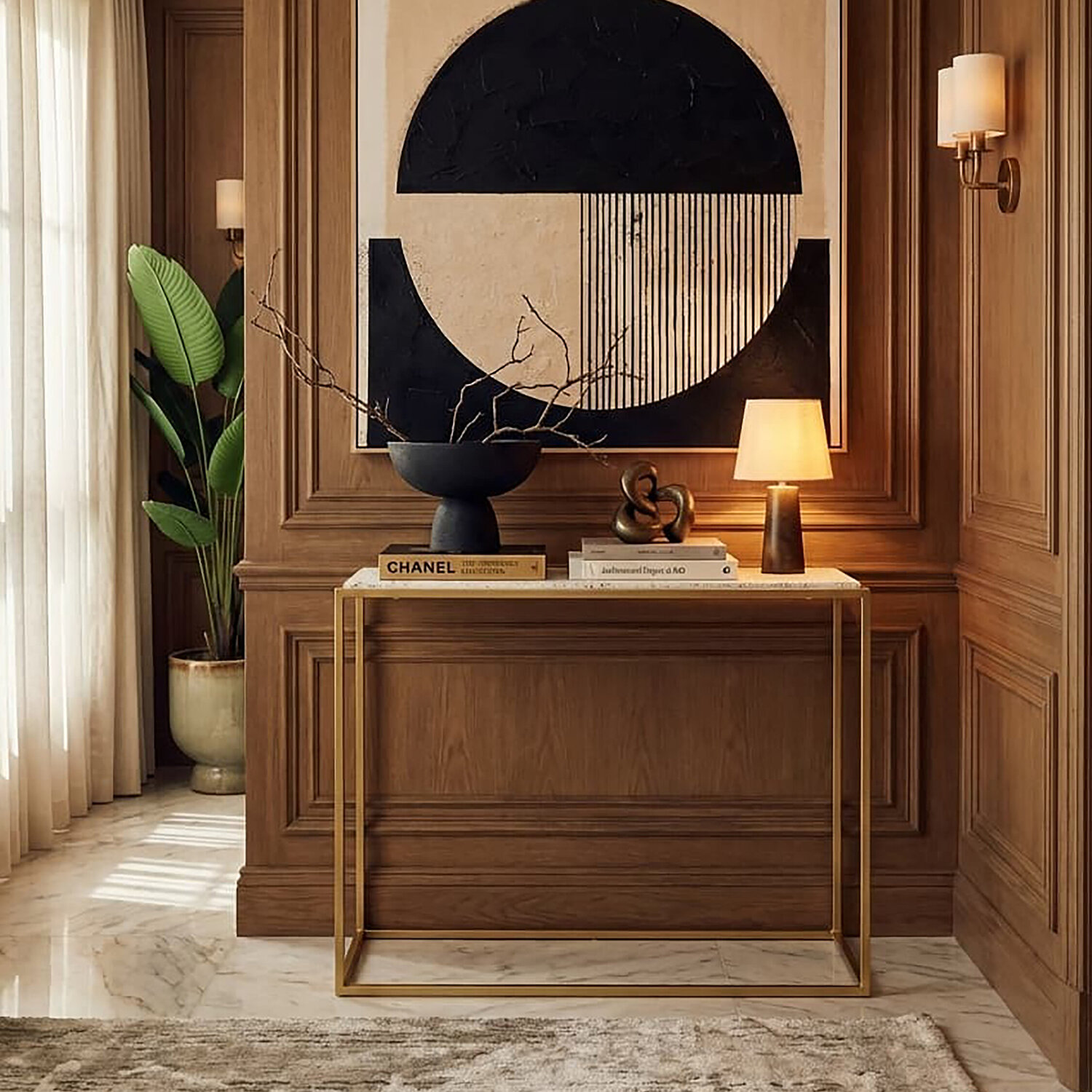 Templar Gold Finish Console Table - Gold