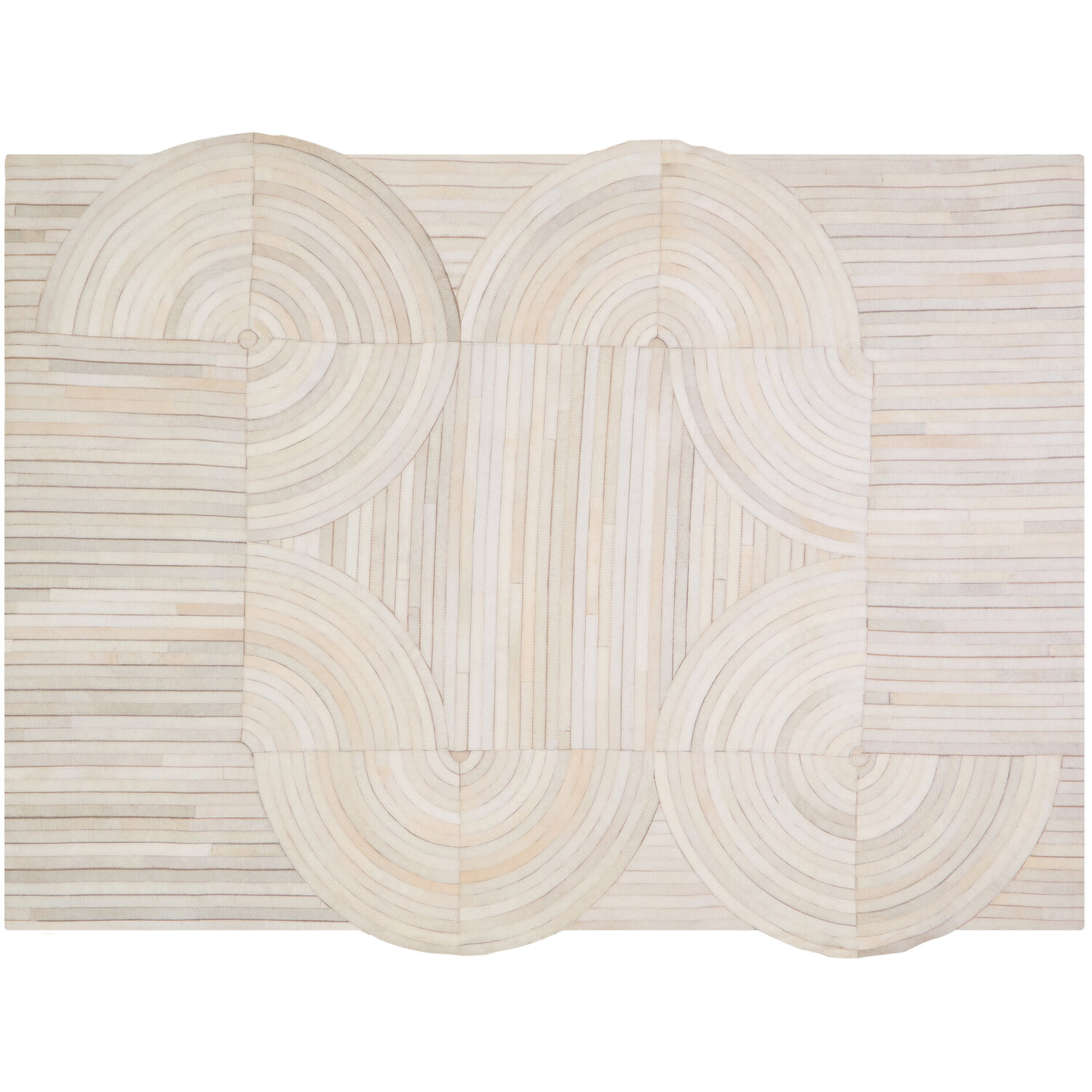 Bosie Safira Large Natural Hair On Leather Rug - White