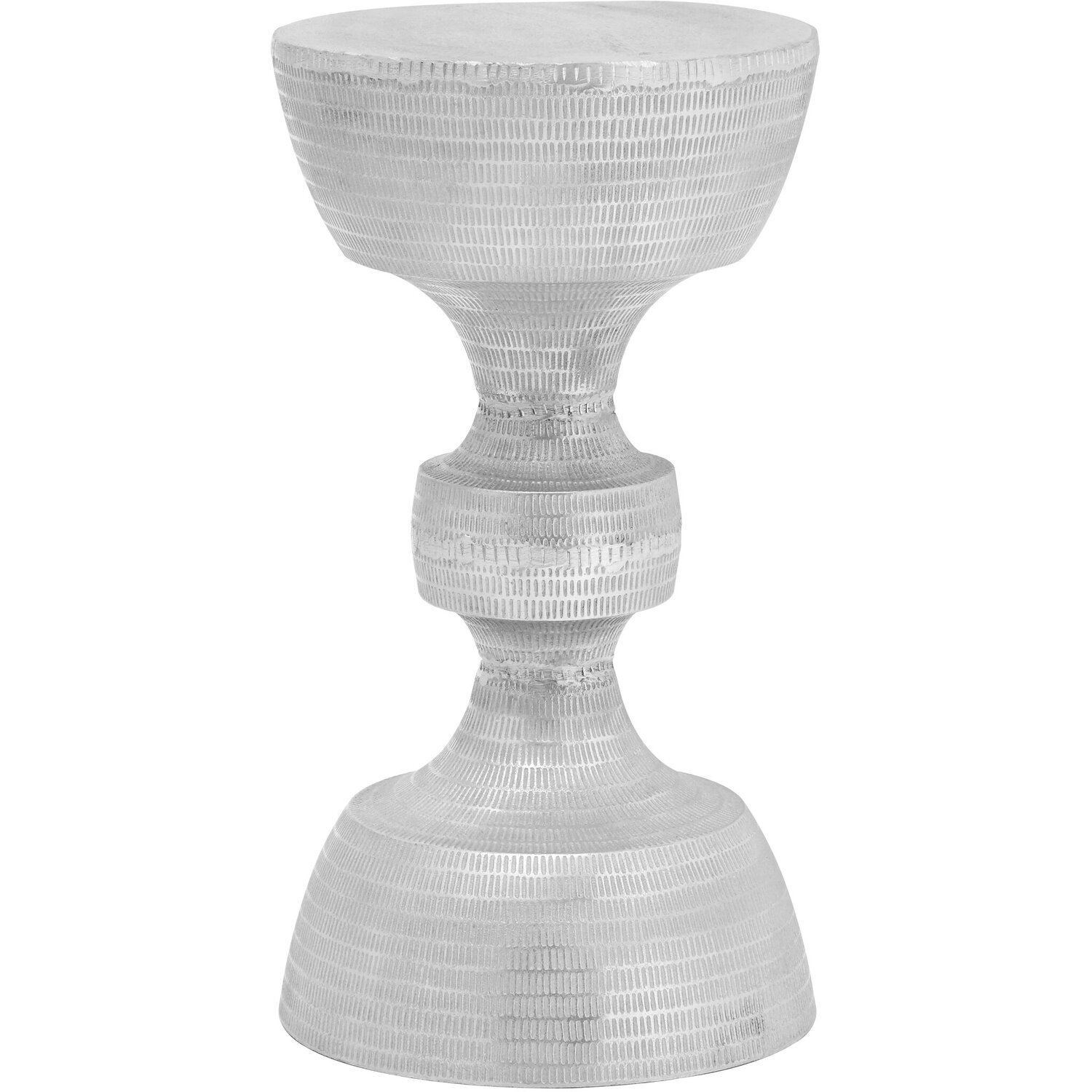 Matin Large Textured Aluminium Side Table - Silver