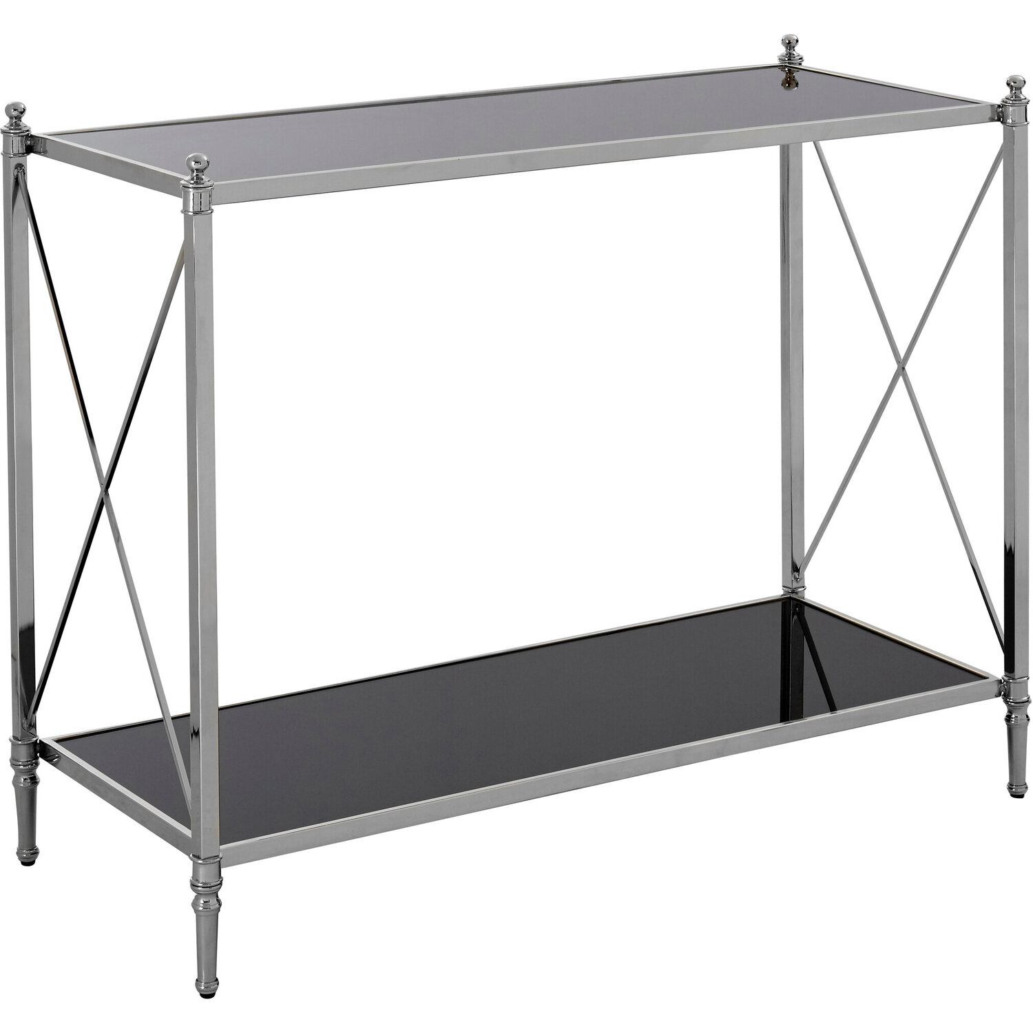 Hoffmann Black Glass And Nickel Finish Console Table - Silver