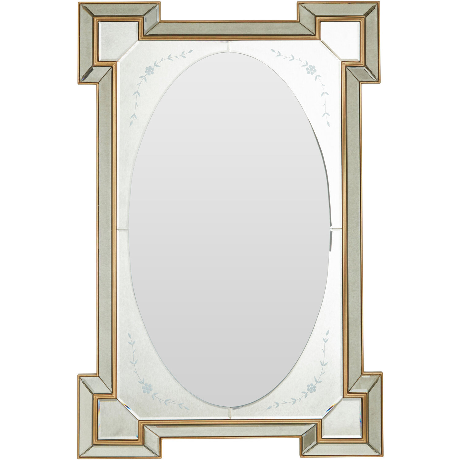 Descartes Silver Grid Frame Wall Mirror - Gold