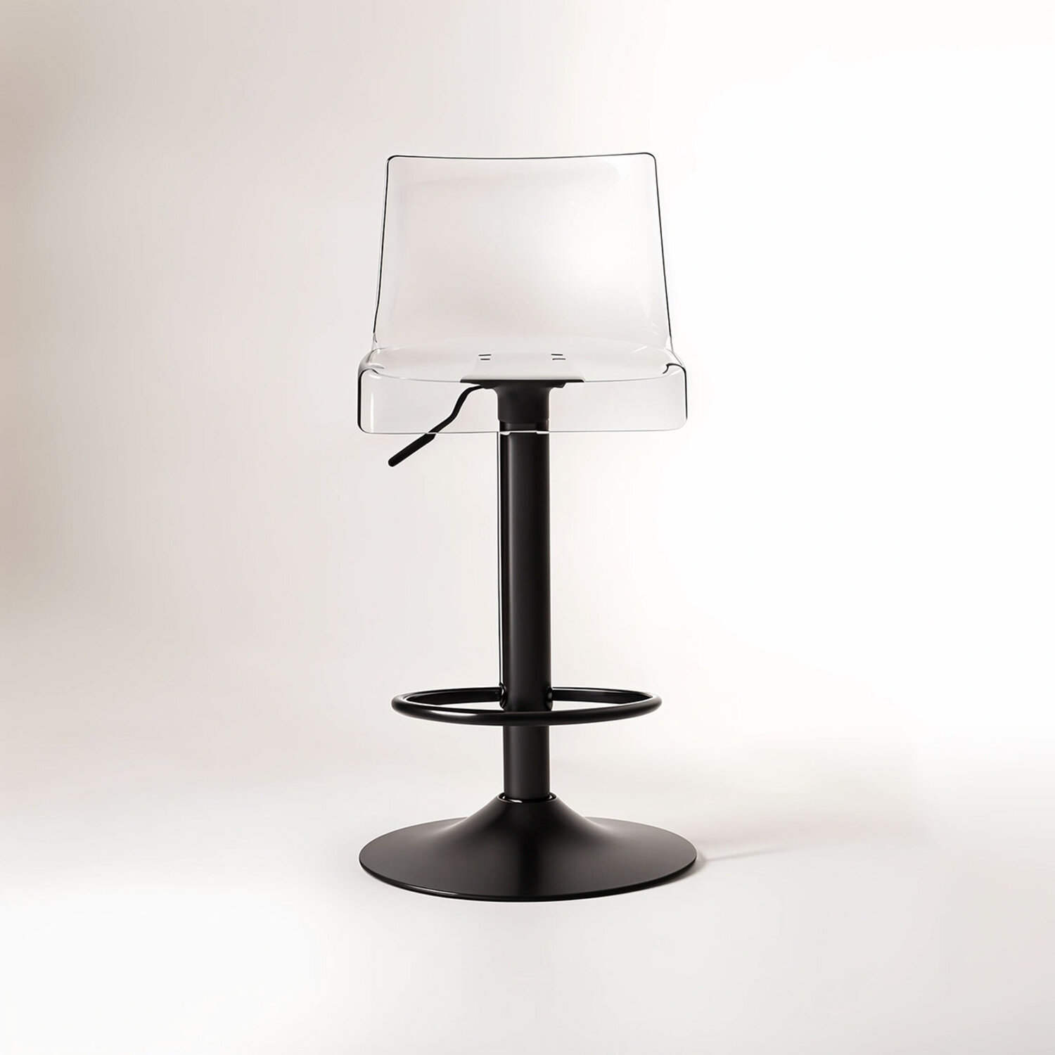 Baina Clear Acrylic Seat Bar Stool with Black Base - White