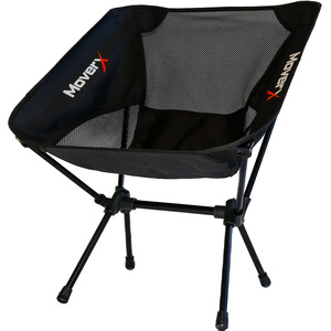 MoverX Ultra Lightweight Low Camping Chair - Capacity 150kg, Black