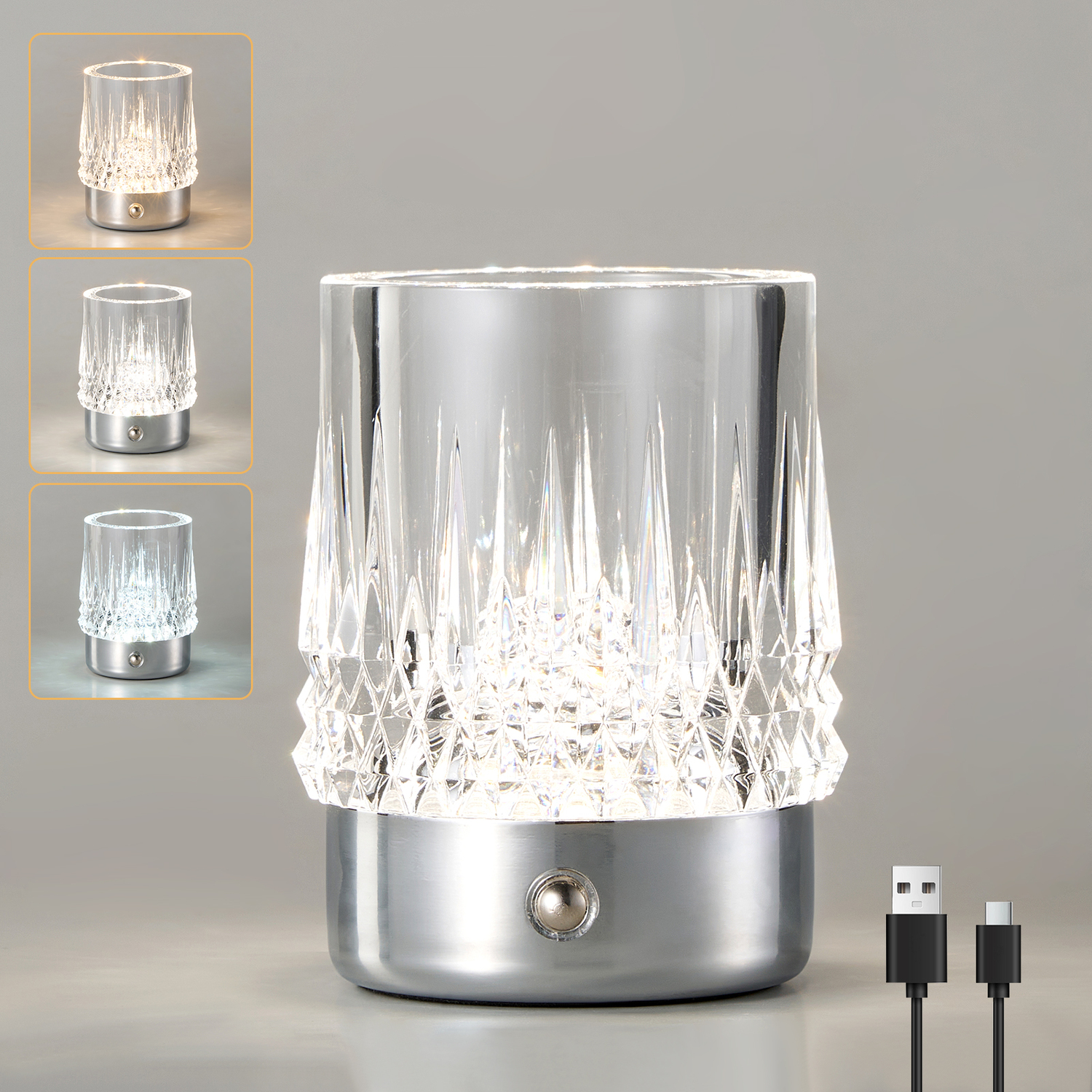 Image of Rechargeable Table Lamp - Chrome /&hellip;