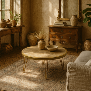 Bali Light Gold Round Mango Wood Dining Table