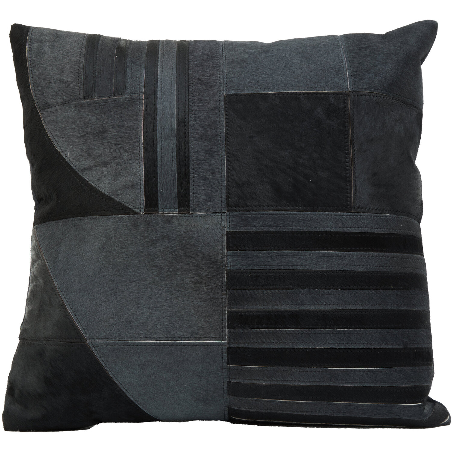 Bosie Safira Black And Grey Hair on Leather Cushion - Black
