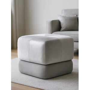 Kaia Grey Velvet Square Stool