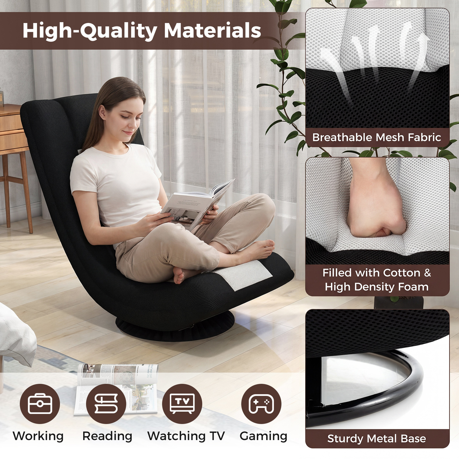 360° Rotating Lounge Chair Swivel Floor Chair