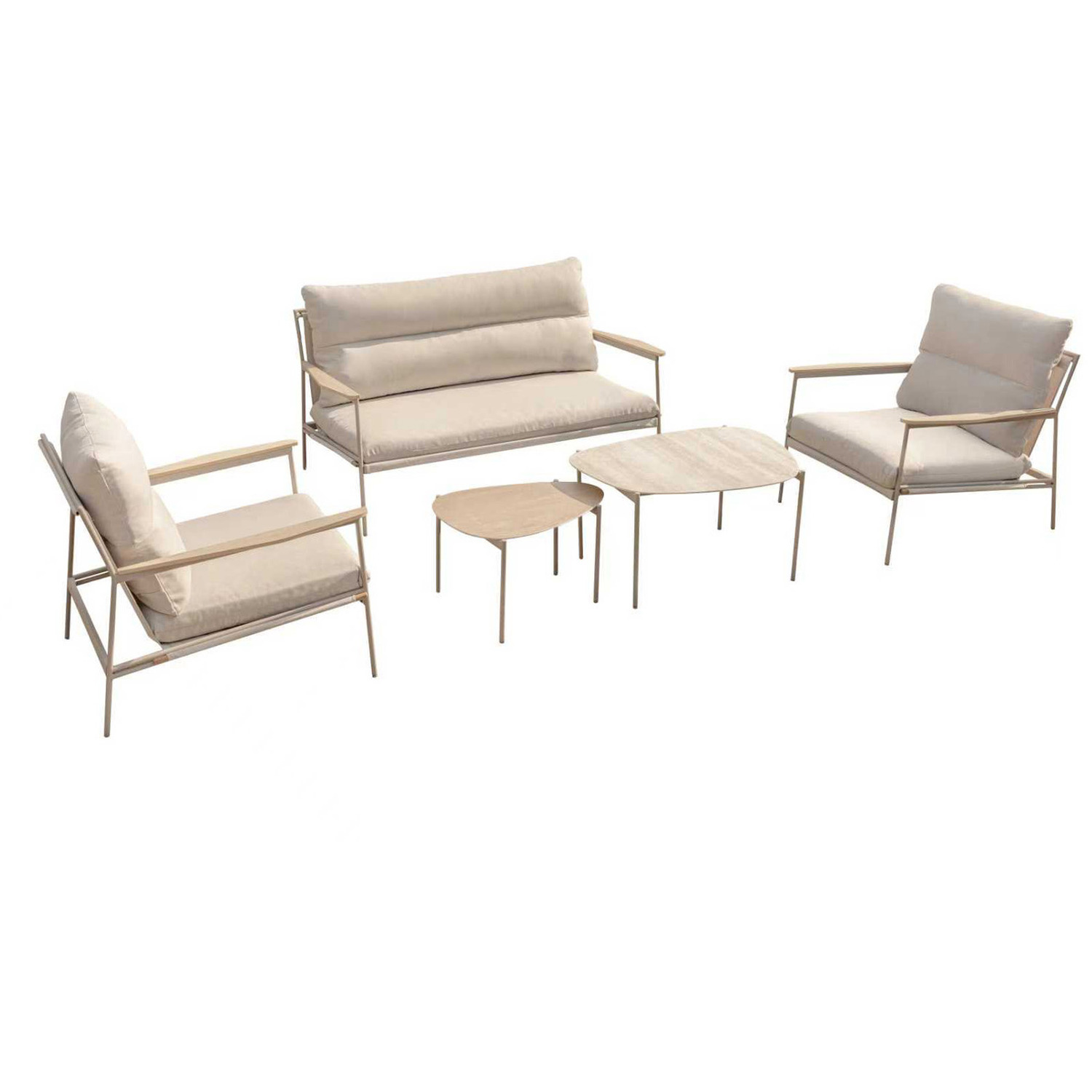 Aruba 4 Seater Outdoor Garden Sofa Set With Ceramic Table - Beige
