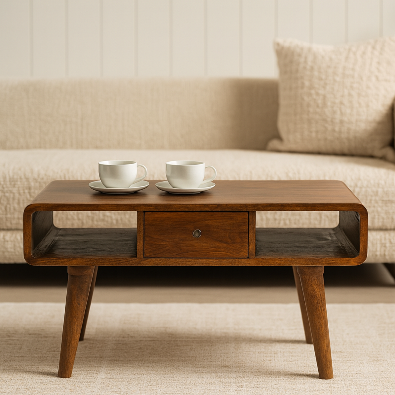 Artisan Furniture Solid Wood Curved Chestnut Coffee Table - Brown
